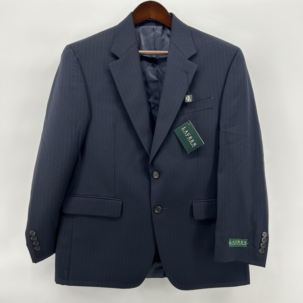 Lauren Ralph Lauren 40S UltraFlex Wool Suit Jacket Navy Pinstripe Executive NWT